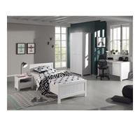 GASTON - Lit 90x200cm + Chevet + Armoire 2 Portes + Bureau - Altobuy Blanc