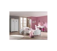 MILADY - Lit 90x200cm + Chevet + Armoire 2 Portes + Bureau - Altobuy Blanc