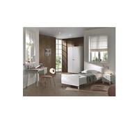 Lit 90x200cm + Chevet + Armoire 2P + Bureau - TINY WHITE -