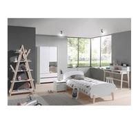 BODHI WHITE - Lit 90x200cm + Chevet + Armoire 2P + Pack Bureau -