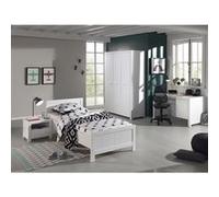 GASTON - Lit 90x200cm + Chevet + Armoire 3 Portes + Bureau - Altobuy Blanc