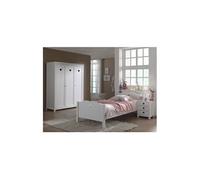 MILADY - Lit 90x200cm + Chevet + Armoire 3 Portes - Altobuy Blanc