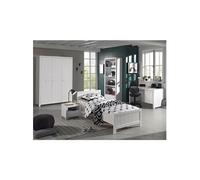 GASTON - Lit 90x200cm + Chevet + Armoire 3P + Pack Bureau - Altobuy Blanc