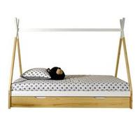 FLITT - Lit 90x200cm Forme Tipi avec Tiroir Pin - Altobuy Blanc