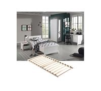 Lit 90x200cm + Sommier + Chevet + Armoire 2P + Bureau - GASTON -