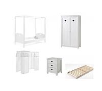 Vipack Lit baldaquin avec rideaux et armoire Blanc