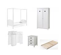 Vipack Lit baldaquin avec rideaux et armoire Blanc