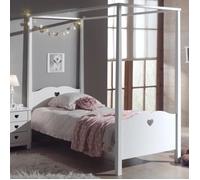 Lit à Baldaquin Enfant 'Amori' Blanc - Paris Prix - 1 personne - Avec tiroirs - Bois - Panneaux de particules