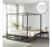 Lit à baldaquin 'Kristianstad' avec matelas 160 x 200 cm métal noir