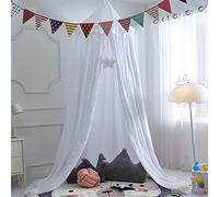 Lit à Baldaquin pour Bébé avec Volants, Ciel de Lit Princesse pour Enfant Rideau de Lit, Suspendue Moustiquaire de Lit, Tente de Lecture/Jeu pour Bébé Enfant Fille Garçon Décoration Chambre Couleur E