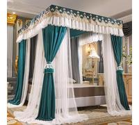 Lit à Baldaquin Princesse avec Moustiquaire, Rideau à Double Cadre, Décoration De Chambre Parfaite pour Les Filles, Accessoires De Lit élégants pour De Doux Rêves Dark Green 180×200×200cm