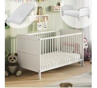 Lit à barreaux bébé 70x140 cm- Convertible en lit simple de la naissance jusqu’à 6 ans - Lit évolutif - Matelas INCLUS - Blanc