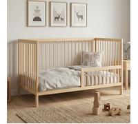 Kids Collective Lit bébé à barreaux avec Protection Anti-Chute en Bois de hêtre Robuste, lit Junior évolutif fabriqué en Europe, idéal Chambre bébé et Enfant - 60x120 cm Naturel