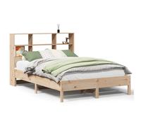 Lit à bibliothèque, 120 x 200 cm, en pin massif, meuble combiné peu encombrant, pour chambre d'enfant et petits espaces, design durable avec étagère intégrée