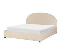 Lit À Coffre En Bouclé Beige Avec Rangement 180x200 Cm Vaucluse Beige