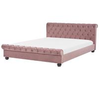 Lit à Eau Double avec Cadre Capitonné 180 x 200 cm en Velours Rose Avallon
