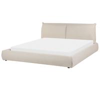 Lit à Eau Rembourré Design Contemporain 180 x 200 cm en Tissu Polyester Beige