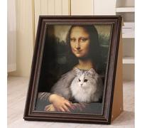 Lit à gratter pour Chat Mona Lisa, Chat Vivant dans Une Peinture célèbre, nid de Cadre de Peinture à l'huile Art 4D pour Chaton Artiste, Maison Chiens en Carton à Cadre à l'huile célèbre avec Panneau