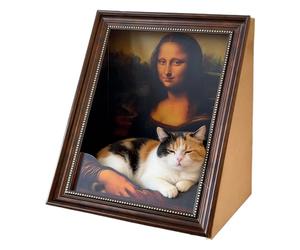Lit À Gratter pour Chat, Motif Visage Souriant Mona Lisa, 42 X 35 X 53 Cm, Planche À Aiguiser Les Griffes 4D, Gratte-lit pour Chat Artistique, Léger Et Portable, pour La Maison, La Chambre À Coucher,