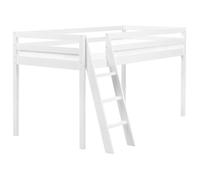 Lit Simple Enfant Mi-Hauteur en Bois de Pin 90 x 200 cm avec Sommier à Lattes Bl
