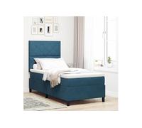 Lit à ressort avec matelas Bleu foncé 90x200 cm Velours 3339876