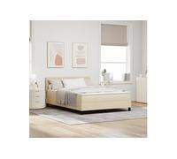 vidaXL Lit à ressort avec matelas Crème 160x200 cm en tissu