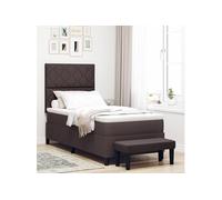 Vidaxl Lit À Ressort Avec Matelas Et Banc Brun Foncé 90x190 Cm Tissu