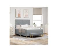 Lit à ressort avec matelas et banc gris clair 140x190 cm tissu 3344373