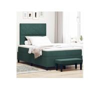 vidaXL Lit à ressort avec matelas et banc vert foncé 120x190 cm en velours 3344567