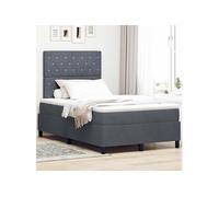 vidaXL Lit à Ressorts avec Matelas Gris foncé 120 x 200 cm Velours, Tête de lit Chic, lit Box Spring Moderne, Matelas rectangulaire et Cadre, Solution Sommeil pour Une Chambre Cozy