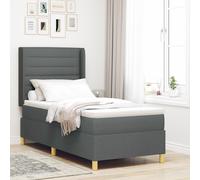 lit à ressort avec matelas et LED vidaXL gris foncé 100x200 cm en tissu