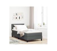 Vidaxl Lit À Ressort Avec Matelas Gris Foncé 100x200 Cm En Tissu