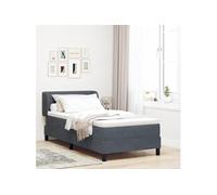 Lit à ressort avec matelas gris foncé 90x190 cm en velours 3340365