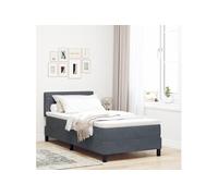 Lit à ressort avec matelas Gris foncé Simple Velours 3339075