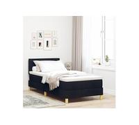 Lit à ressort avec matelas & LED Noir 90x190 cm Tissu 3342326