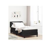 Lit à ressort avec matelas Noir 90x200 cm en velours 3340372
