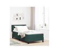 Lit à ressort avec matelas Vert foncé 90x200 cm Velours 3341399