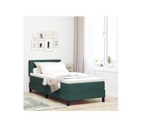 Vidaxl Lit À Ressort Avec Matelas Vert Foncé Simple Velours