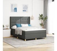 Lit à ressort avec matelas vidaXL - Gris foncé, 140x200 cm Tissu