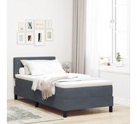 Lit À Ressort Avec Matelas Vidaxl Gris Foncé Simple Velours