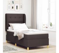 Lit À Ressort Avec Matelas Vidaxl Marron Foncé 100x200 Cm En Tissu