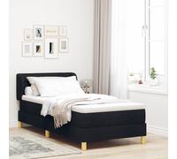 Lit à ressort avec matelas vidaXL Noir 90x200 cm en tissu