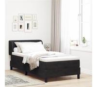 Lit à ressort avec matelas vidaXL Noir 90x200 cm en velours 3340372 G