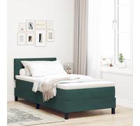 Lit à ressort avec matelas vidaXL vert foncé en velours pour une personne