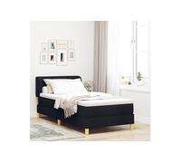 Lit à ressort box avec matelas en noir, 90x190 cm, tissu 3340124