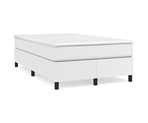 Lit à ressort en faux cuir blanc avec matelas, 120 x 190 cm, cadre de lit queen size, durable et facile à nettoyer, support moyen pour dortoirs dorsales/dortoirs, ensemble complet pour chambre à
