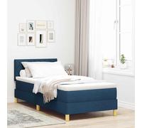 vidaXL Lit à Ressort avec Matelas et LED Noir 80x200 cm Tissu Moderne pour Chambre d'adulte, résistant aux Taches, Cadre MDF Robuste et Confortable