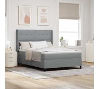 vidaXL Lit à ressort Cadre avec matelas, tête de lit en tissu et LED vi