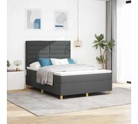 Lit à ressort LED avec matelas avec tête de lit tissu à ressorts Luxe vidaXL vid