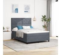 Lit À Ressort Vidaxl Avec Matelas Gris Foncé 140x200 Cm En Velours Gris